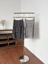 レトロチェックのAラインスカート【デザイン性・高腰・体型カバー・レイヤード風】