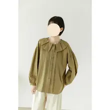 春用フラワーペタルネックブラウス【ルーズフィット・カジュアル・スイートデザイン】（セットアップ対応）