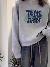 綿100% ラウンドネックショートスウェットシャツ【秋冬・カジュアル・ゆったりフィット・字母プリント】