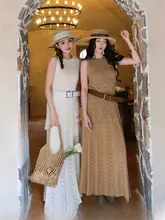 レースデザインのノースリーブトップスと波型ヘムスカート【春夏用・セクシー・女性用】（セットアップ対応）