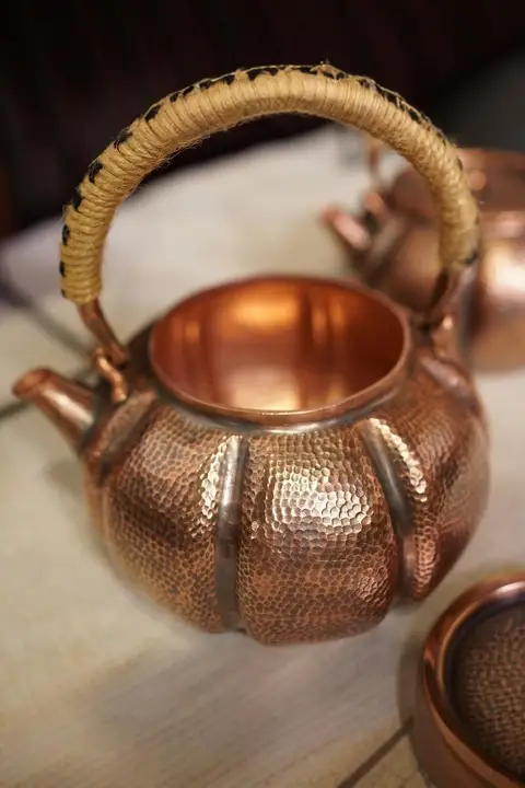 手作り 紫銅製 南瓜型湯沸かし器【茶器・高品質・伝統工芸】