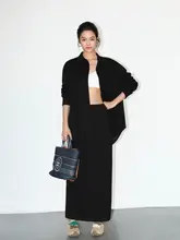 高級感ある厚手ストレートシルエットスカート【レディース・Aライン・中長丈・秋冬用】