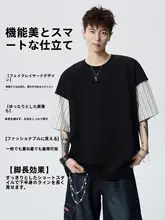 トレンド感あふれる半袖Tシャツ【メンズ・ルーズフィット・カジュアル・夏用】（セットアップ対応）
