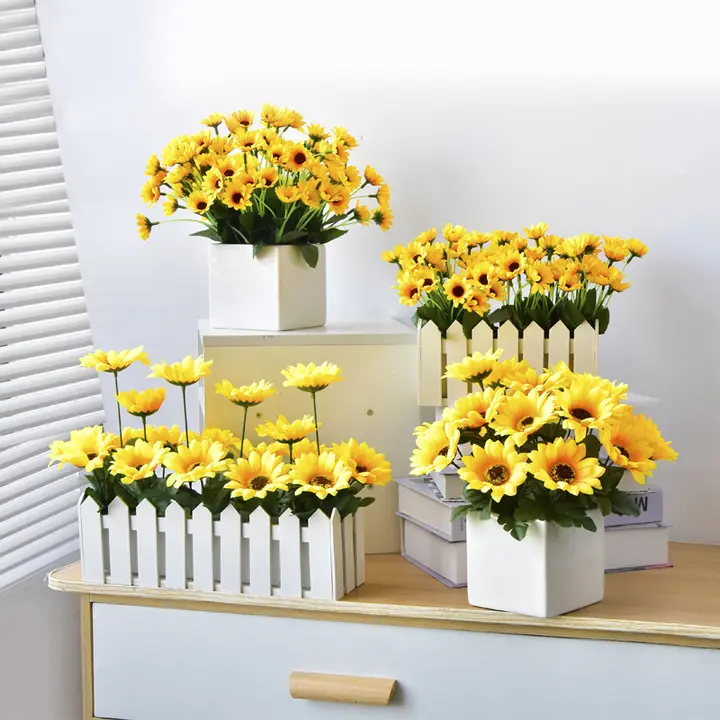 インテリアに最適！フェイクフラワー ハンドメイドのひまわりとバラの花束【デコレーション用】