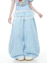 高腰弯刀デザインの夏用パンツ【ストレート・ワイドレッグ】（セットアップ対応）