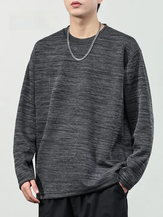 ルーズフィット 長袖クルーネックTシャツ【カジュアル・秋冬向け】