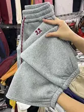 カラフルな加絨素材 レディースハイウエスト九分丈パンツ【温かく快適・リブ付き】