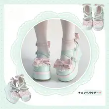可愛らしいロリータ風シューズ【厚底・ラウンドトゥ・ソフトなデザイン・女子向け】