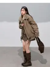 感ある暖かいラムウールパーカー【大きいサイズ・フード付き・秋冬用】