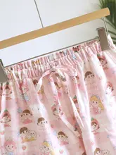 可愛らしいカートゥーンデザインのコットンガーゼショートパンツ【夏用・薄手・通気性】（セットアップ対応）