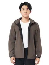 悍途 メンズ秋冬用防風撥水ソフトシェルジャケット【厚手・フード付き・アウトドア用】