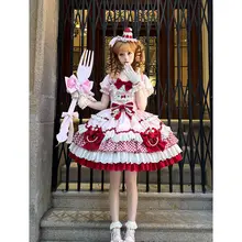 ストロベリー柄可愛いプリンセスドレス【初恋風・短袖・ロリータスタイル】