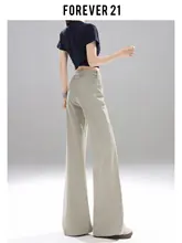 浅いカーキのヴィンテージ風ハイウエストテーパードデニムパンツ【ワイドレッグ・フィット・フレアデザイン】（セットアップ対応）