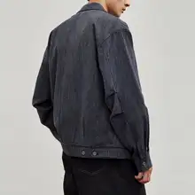 ヴィンテージ風ブルーヘムデザインデニムジャケット【色褪せないウオッシュド加工】