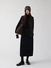 秋冬用デニムフレアスカート【防褪色・加絨・厚手・活性染】