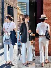 高級感あるハイウエストストレートデニムパンツ【柔らかい生地・ホワイト】