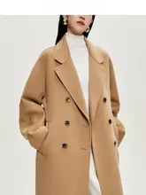 極上の柔らかさのダブルブレストコート【オーストラリアウール・シンプルデザイン・女性用】