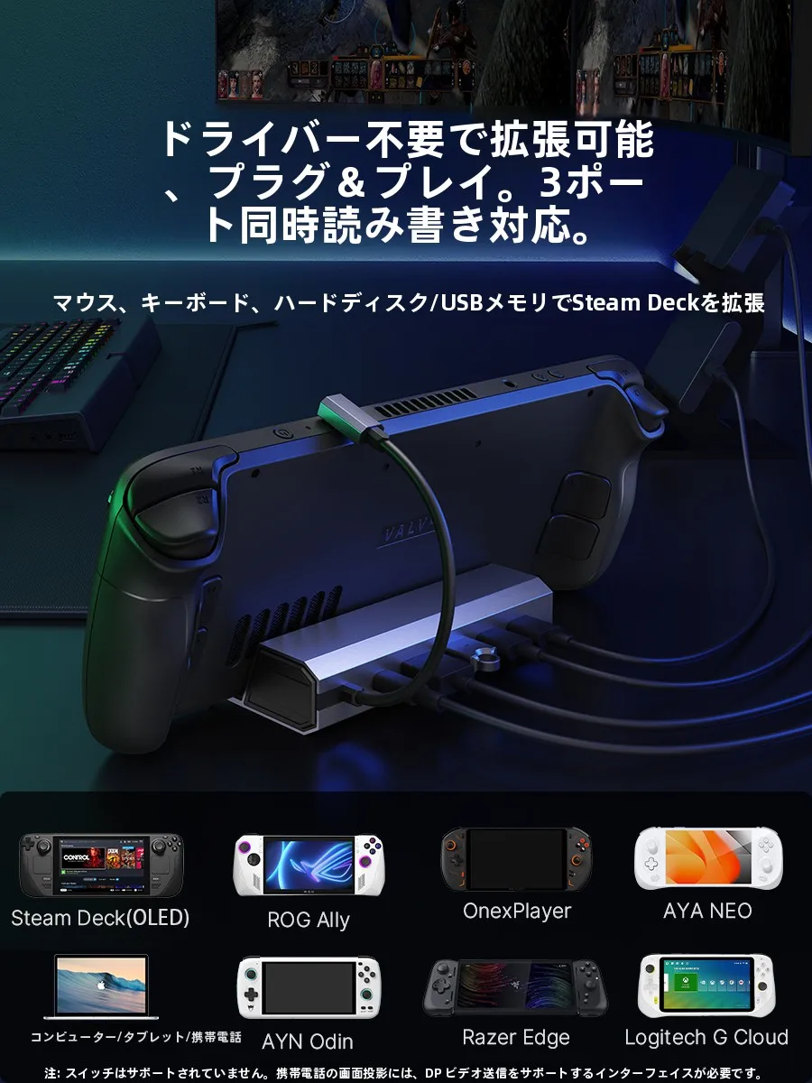 Steam Deck対応拡張ドック：OLEDディスプレイとマルチインターフェースを統合したゲーム用ハブの実用性