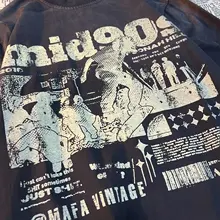 アメリカンレトロ風グラデーションタイダイプリント半袖Tシャツ【ユニセックス・ルーズフィット・ストリートファッション】