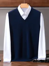 ニットベスト メンズ Vネック カシミヤ ウール 肌触り良い あたたかい プルオーバー 秋