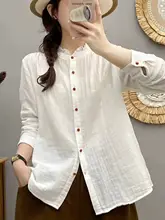 花柄レース襟長袖シャツ【ストレート  フィット・コットン素材・ゆったりシルエット・大きいサイズ・春秋用】（セットアップ対応）