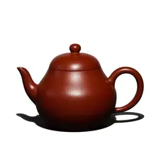 宜興紫砂製 手作り孟臣型 茶壺【皺皮・朱泥・高梨式】