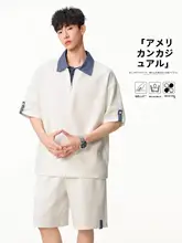 夏用 メンズ ポロシャツ 半袖Tシャツ＆ショートパンツ【ゆったりとしたカジュアルスタイル】（セットアップ対応）