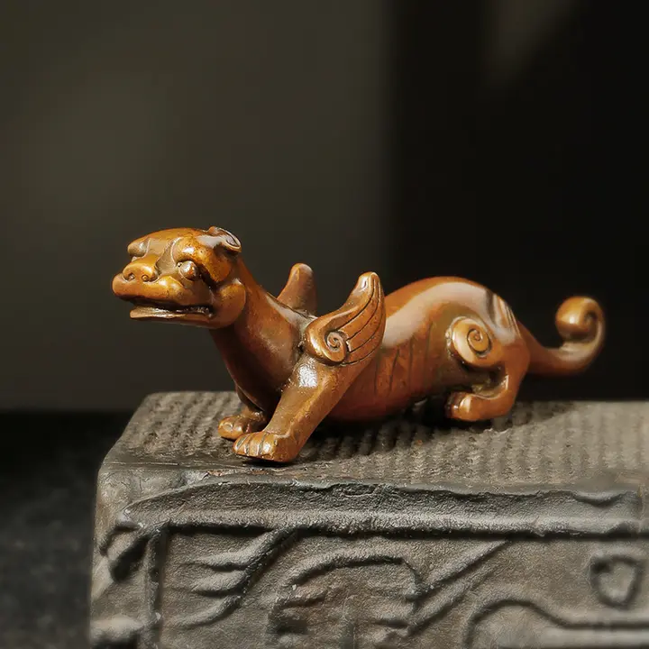 青銅製 大翼虎の筆架【シンプルな書道用具・文房四宝・コレクションギフト】