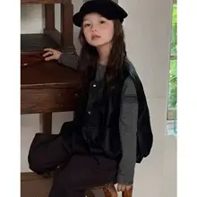セットアップ キッズ ガールズ インナー レザーベスト アウター 秋物 おしゃれ トレンド