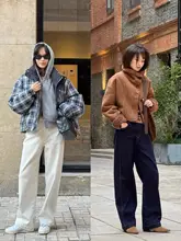 Vickyoung 高腰デニムパンツ【暖かいフリース・スリムフィット・カジュアル】