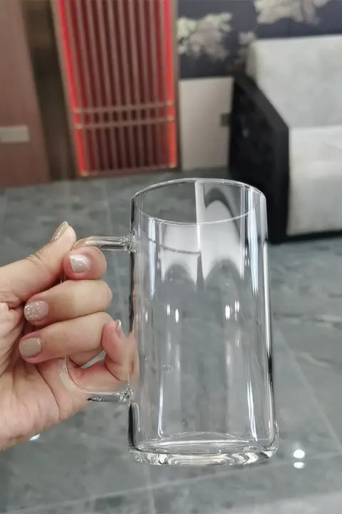 耐熱透明ガラスカップ 厚手 水カップ ハンドル付き オフィス用 ハーブティーカップ ティーセット