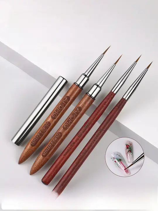 日本製 檀木製ニードルアートブラシ【アクリルペイント・水彩技法用・ネイル練習用】
