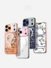 透明なマグネット式ダックスフンドデザインのスマホケース【iPhone対応・衝撃吸収・かわいいスタンド機能】