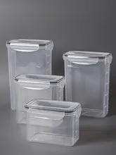 透明プラスチック製 高さ調整可能な保存容器【長方形・密閉式・フタ付き・家庭用】
