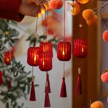 新年用光る小型提灯飾り【中華風・赤・お正月・装飾用】