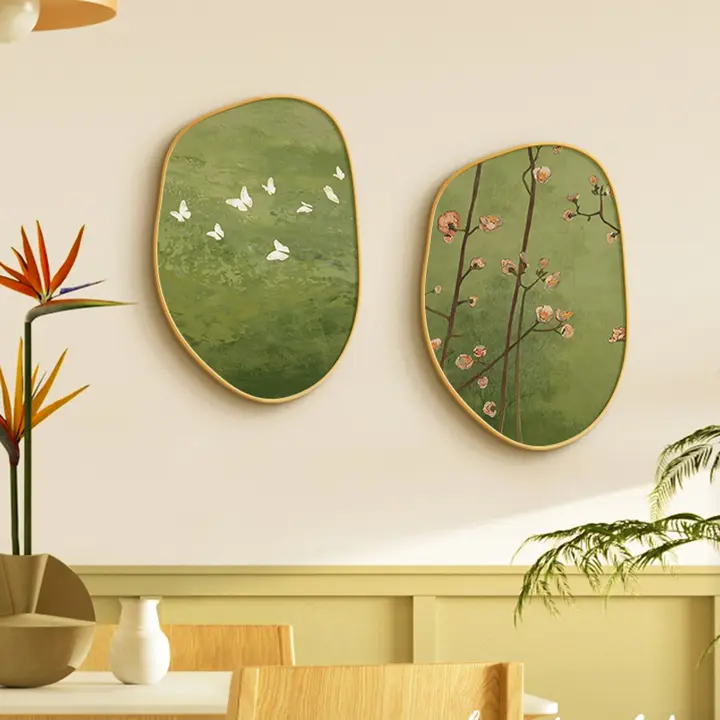 ナチュラルなグリーン植物モチーフのリビングルーム用壁掛けアート【おしゃれなインテリア・ソファの背景に最適】
