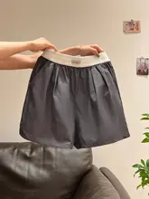 カラーブロックデザインのウエストゴム付きショートパンツ【女性用・スタイル・夏用】（セットアップ対応）