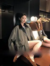 ジャケット レディース 千鳥格子 バイカラー オーバーサイズ ワーク ヴィンテージ カジュアル 秋