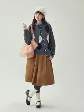 グレーの2点セット ダイヤモンド編みカーディガン【秋冬用・ウール・長袖】（セットアップ対応）