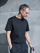 極上の柔らかさのモダールコットンシルク丸首半袖Tシャツ【ホワイト・メンズ・クルーネック】