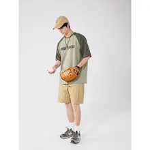 BOLM メンズ夏用プリントTシャツ【ルーズフィット・クルーネック・五分袖】