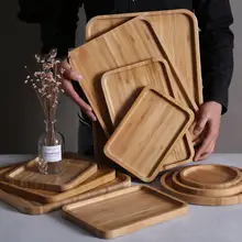 竹製トレー【創意デザイン・ピザ・お茶用・長方形・家庭用】