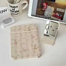 かわいいレースの小さなウサギと花柄の携帯用化粧鏡【カートゥーンデザイン・スタンド式】