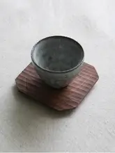手作り八角形コースター【ブラックウォールナット・無垢材・手彫り】