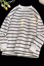 秋季用薄手コットン長袖ボーダーTシャツ【ユニセックス・カジュアル・フィット】