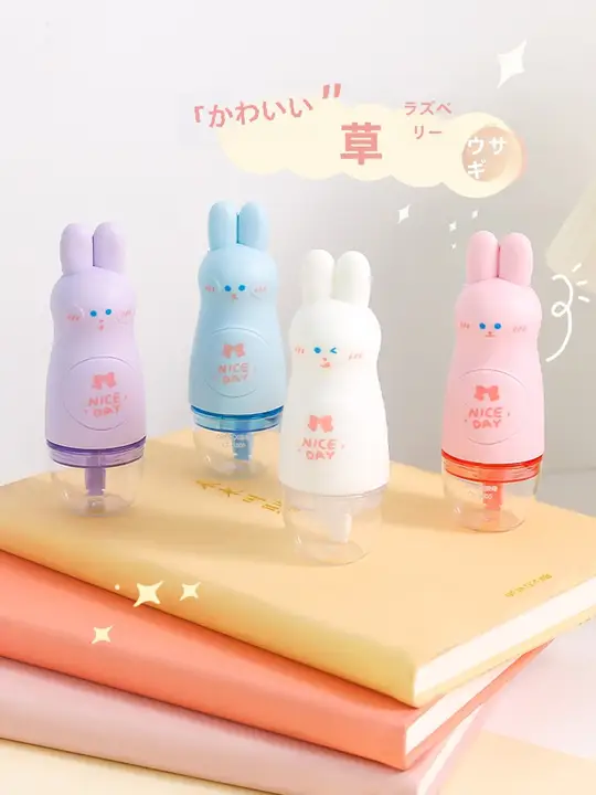 可愛いウサギデザインのミニポータブル修正テープ【大容量・学生向け・高品質】