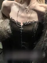 レースディテールのバンド付きビスチェブラウス【フィッシュボーンデザイン・トレンドスタイル】