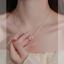シンプルなダブルリングネックレス【夏用・女性用・デザインアクセサリー】