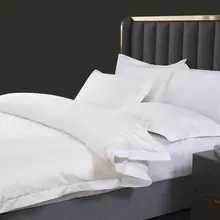 全棉製 ホテル用ホワイトベッドリネン【四点セット・布団カバー・シーツ・枕カバー】（セットアップ対応）