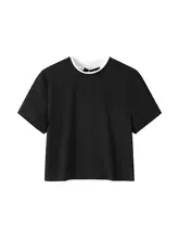 ブルーショルダー短袖Tシャツ【レディース・夏用・スリムフィット・カジュアル】